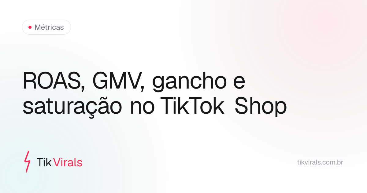 Como ROAS, GMV, gancho e saturação se conectam na operação do TikTok Shop — termos explicados em PT-BR