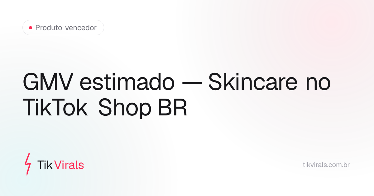 GMV estimado dos melhores produtos de skincare no TikTok Shop Brasil agosto 2026 — kits de rotina de pele dominam a categoria beleza com faturamento milionário estimado
