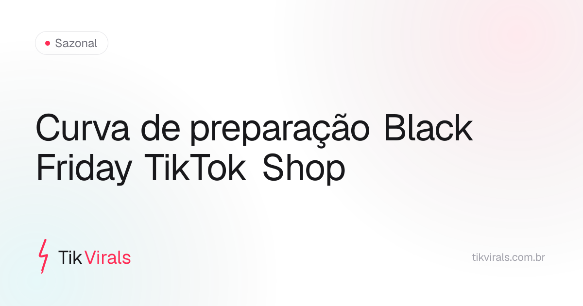 Cronograma de preparação para a Black Friday no TikTok Shop: produto 6 semanas antes, criativo 3 semanas antes, monitoramento durante a data
