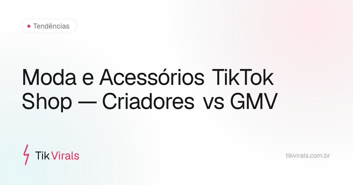 Comparativo de criadores ativos versus GMV estimado em produtos de moda e acessórios no TikTok Shop Brasil — setembro 2026